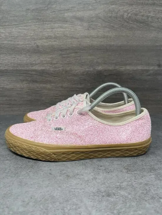 Vans Authentic Pink Glitter Shoes Womens Size 8.5 Gum Sole - Picture 1 of 11